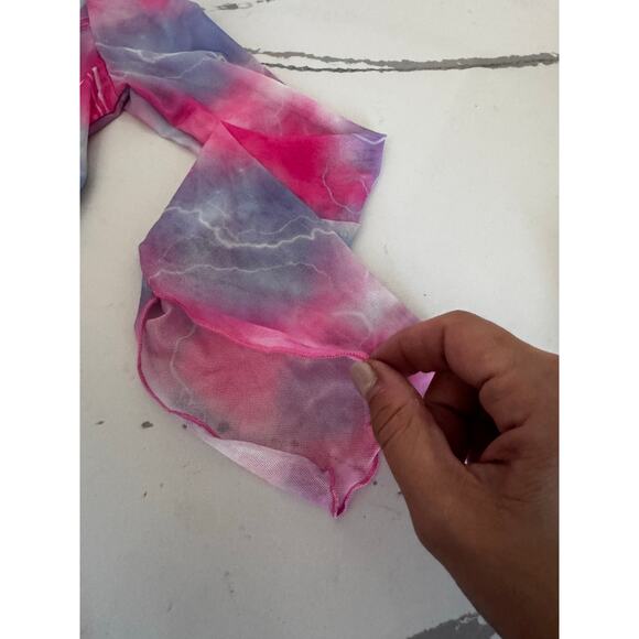 Shein NWT Mesh Long Sleeve Butterfly Print Top Pink Blue Y2K Aesthetic Medium - Picture 4 of 8